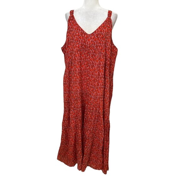 Joie Dresses & Skirts - Joie Women's A-Line Maxi Dress Orange Geometric Sleeveless Size XXL V-Neck